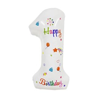 White Printed Number 1 32in Number Balloons foil balloon