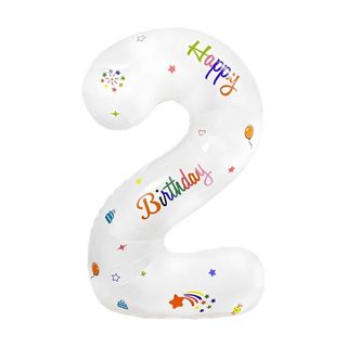 White Printed Number 2 32in Number Balloons foil balloon