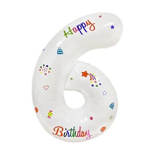 White Printed Number 6 32in Number Balloons foil balloon