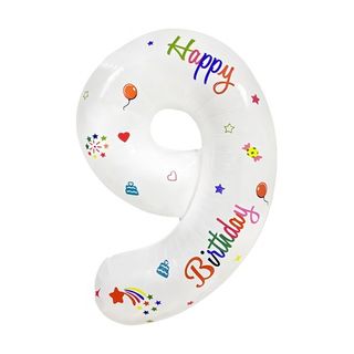 White Printed Number 9 32in Number Balloons foil balloon
